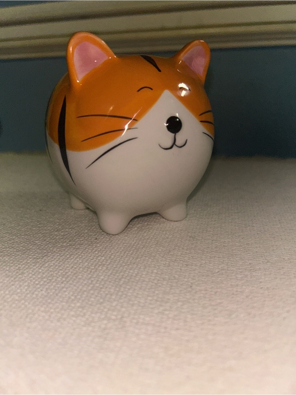 Orange & White Ceramic Cat Penny Bank